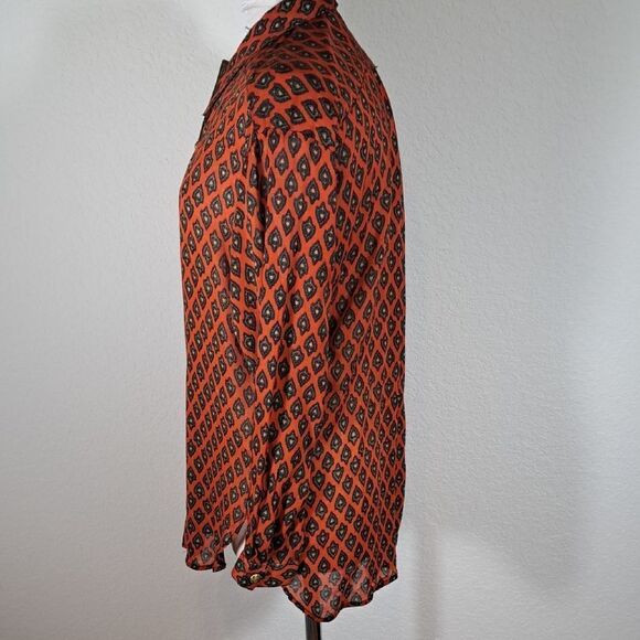 Platinum by Dorothy Schoelen Vintage Geometric Patterned Blouse Button Up Small - Picture 4 of 16